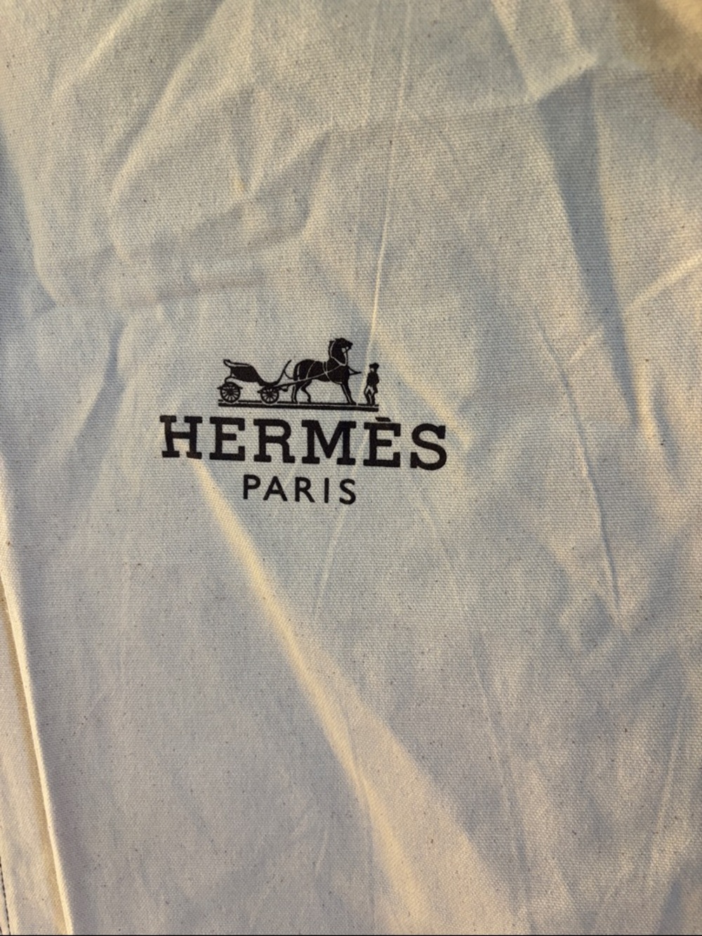 Authentic Hermes long Cream and Brown canvas Branded Garment Cover 60x24” - Picture 2 of 5